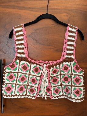 Anthropologie Maeve Crochet Patchwork Crop Top